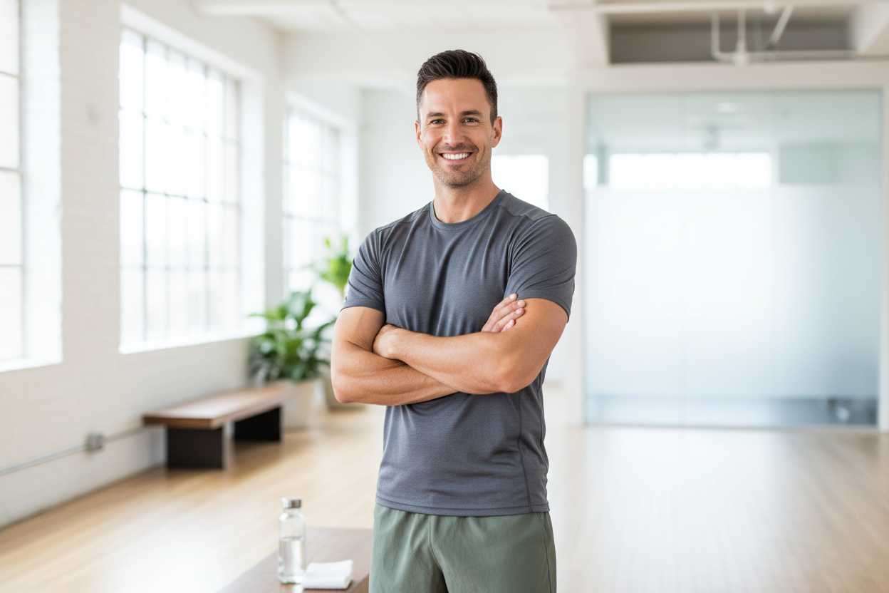 make good photo with a man for my health brand